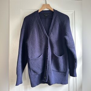 HATCH Marlow Cotton Cardigan in Navy
